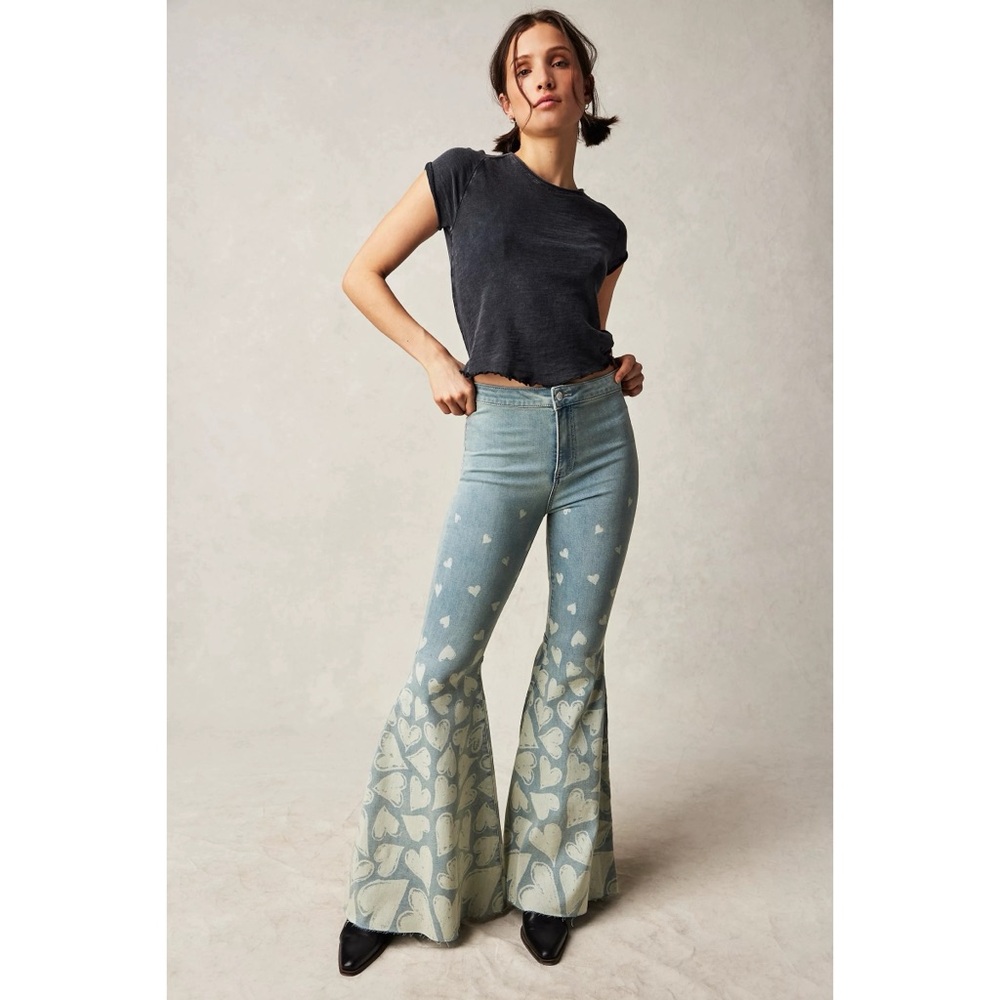 Free People x We The Free Just Float On Flare Printed Jeans